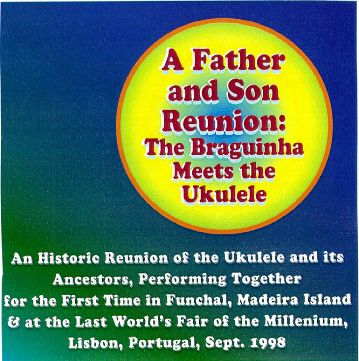 Complete recording of the historiu Father and Son Reunion Band performance in Funchal, Madeira Island, Portugal in 1998. Includes American and Madeiran performers on ukuleles, braguinha and rajão.